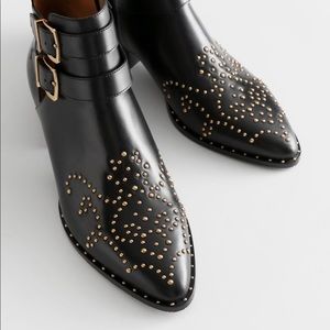 “ SOLD” Made in Europe Embellished pure leather Ankle Boot